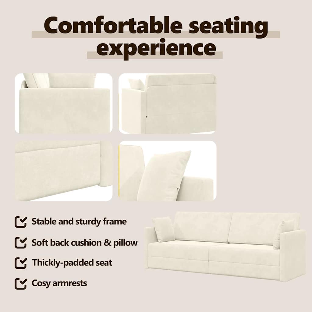 vidaXL Divano-Letto da Pavimento Crema 213 x 70 x 77 cm Velluto