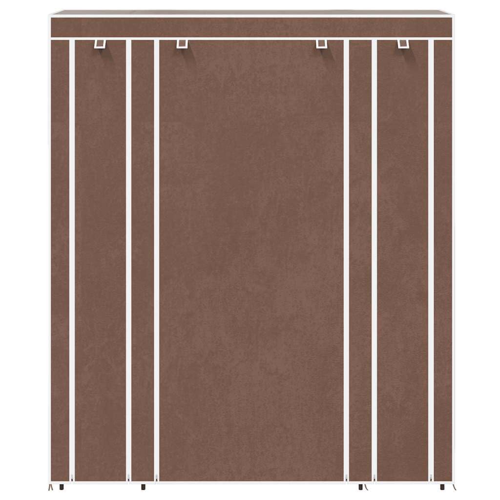 Tragbarer Faltschrank aus Vliesstoff mit Fächern und Stangen, 45×150×176 cm, Braun – schützt Kleidung und Schuhe vor Staub und Schmutz im Keller, Schlafzimmer oder beim Campen.