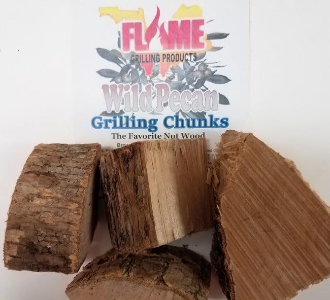 Flame Grilling Products American Wild Pecan Wood Chunks, 100% Natural Hardwood, 13–15 lb Case, Premium Grilling, Smoking Wood for Meats, Poultry, Vegetables