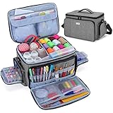 Luxja 裁縫箱 裁縫バッグ 大容量 ショルダーストラップ付き 裁縫道具 収納 持ち運び用 ソーイングバッグ バッグのみ グレー