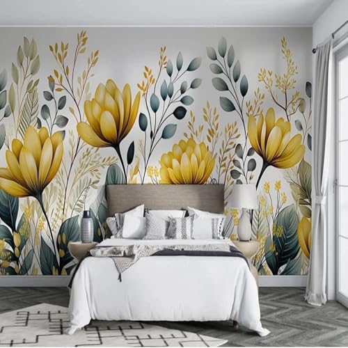 Papier peint dahlia jaune 3D mural autocollant moderne