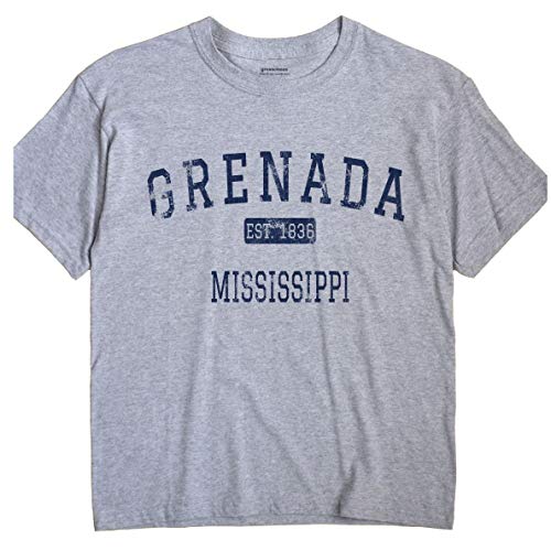 Grenada Mississippi T-Shirt EST 2X Grey Grenada Mississippi T-Shirt EST 2X Grey
