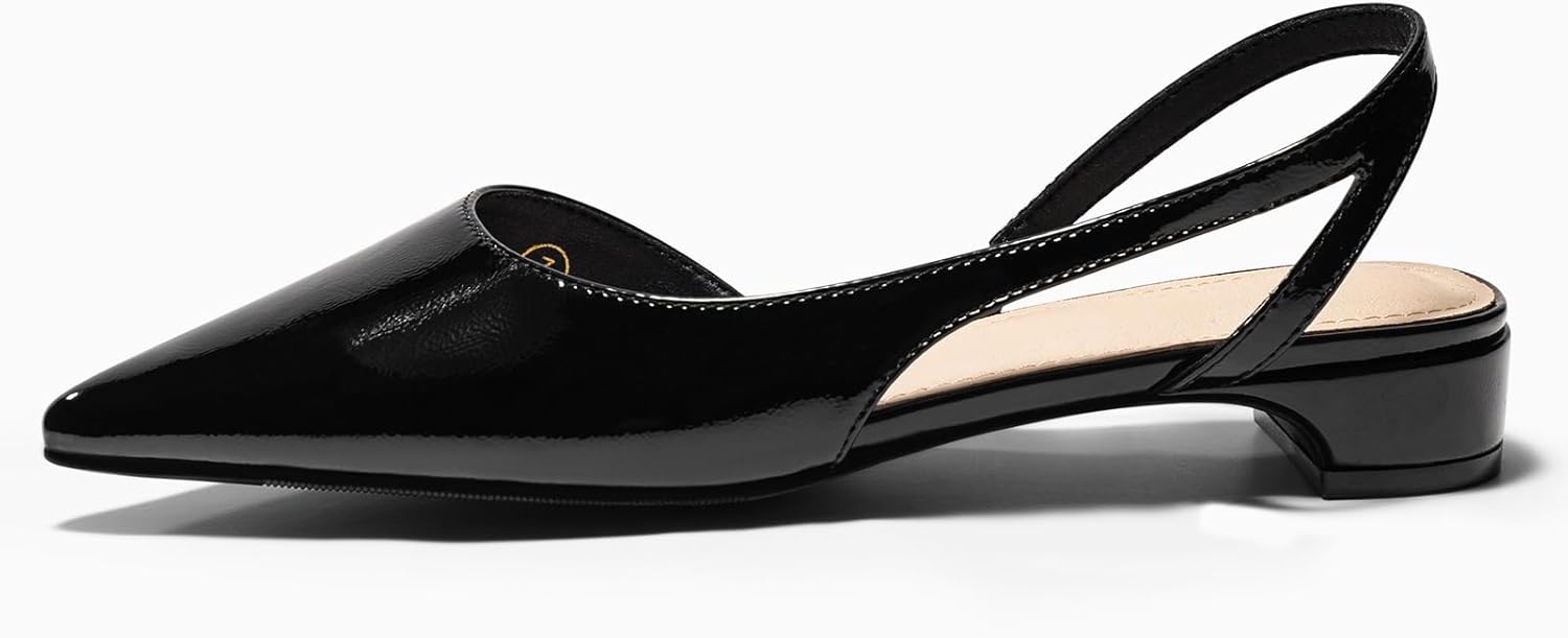 Coutgo Womens Slingback Chunky Low Heels Closed Pointed Toe Pumps D'Orsay Work Office Dress Shoes - Image 4