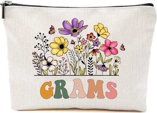 Grams Wildflowers Gifts For Mother's Day Makeup Bags - Grams Flower Gift Bags - Mom Birthday Gifts - Travel Cosmetic Bag For Birthday