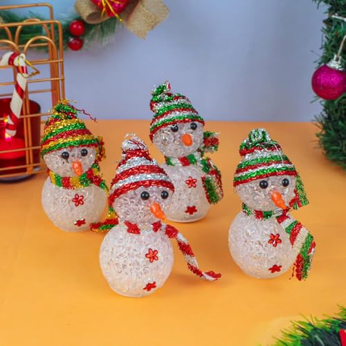 TIED RIBBONS Christmas Decoration for Home (Set of 4, Multi) Led Snowman Lights for Indoor Outdoor Tabletop Xmas Night Gift Set - Christmas Decorations for Home - Image 3