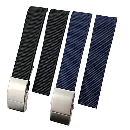 Gc Guan Chao 19Mm 20Mm 21Mm Rubber Silicone Watch Strap Waterproof Watchband For Longines Master Conquest Hydroconquest L3 Black Accessories (Blue Folding Clasp, 21) #TOP6
