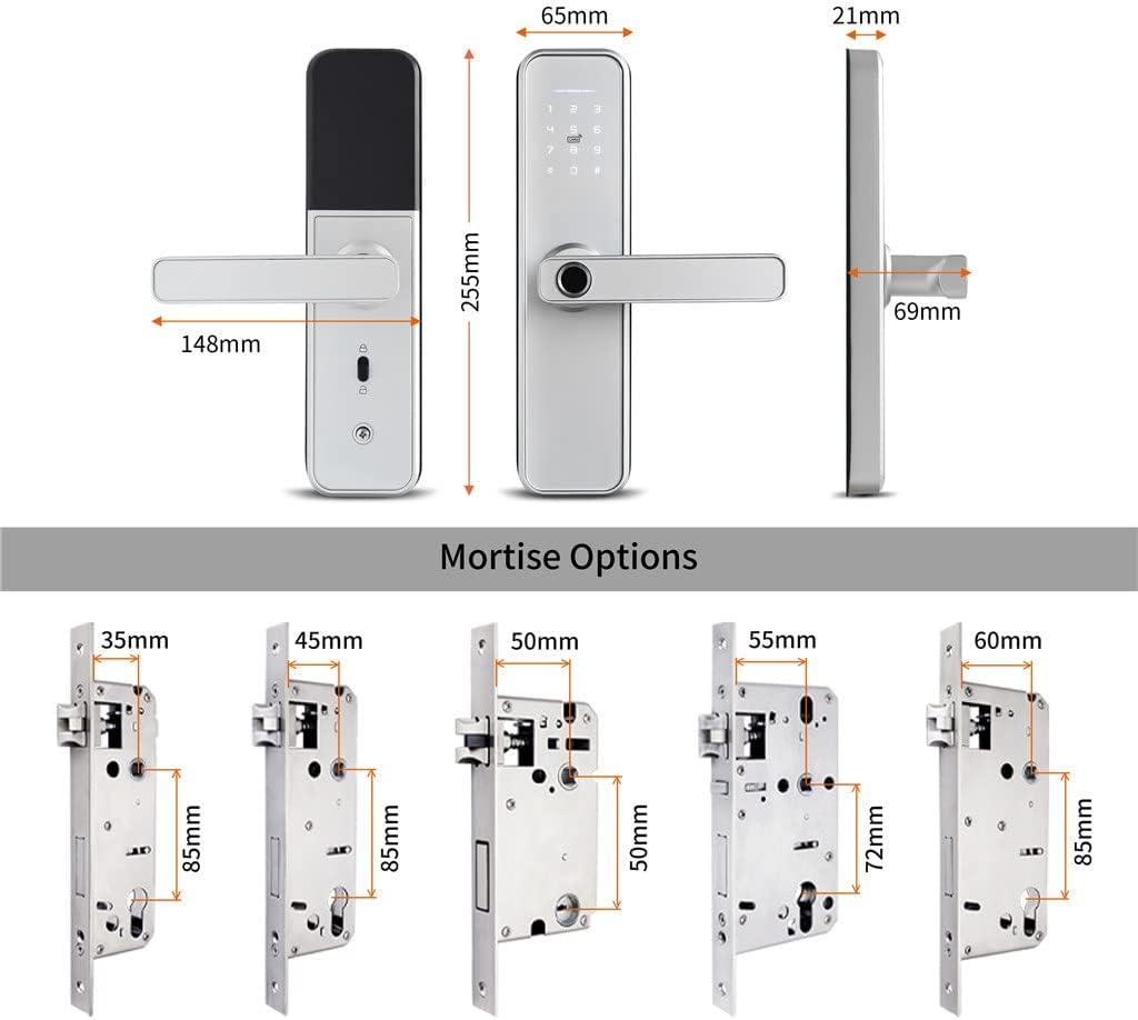 Smart Fingerprint Door Lock Safe Digital Electronic Lock with APP Password Unlock for Home Security (Size : 50) ()