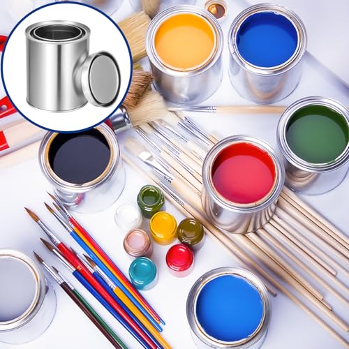 Image of 8 Pcs Empty Paint Cans with Lids (1 Pint Size), Metal Paint Storage Containers Paints Can for Crafts DIY Projects Storage Painting