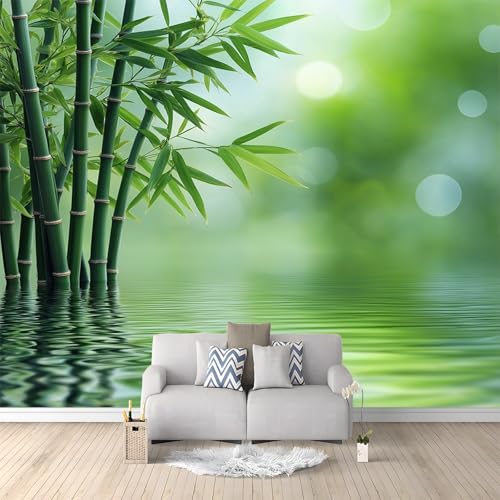 Carta da parati panoramica Bambù Naturale 400 x 280 cm Carta da parati murale in seta personalizzata per la decorazione della parete del soggiorno e della camera da letto Verde