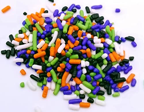 Ncs Halloween - White, Orange, Black, Purple, And Lime Green Edible Jimmies Sprinkles - 7 Ounces / Great For Cupcakes, Cookies, Cakes, Cakes Pops. #TOP3