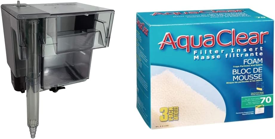 AquaClear 70 Power Filter and Foam Inserts Bundle, 40 to 70 Gallon Aquarium Filter and Filter Media