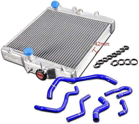 2 Row 42mm Performance Aluminum Cooling Radiator+ Silicone Hose Compatible For Honda Civic DX EX LX Si B16/18 TypeR 1992-2000/Acura Integra 1994-2001