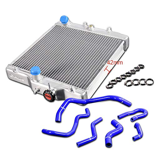 2 Row 42Mm Performance Aluminum Cooling Radiator+ Silicone Hose Compatible For Honda Civic Dx Ex Lx Si B16/18 Typer 1992-2000/Acura Integra 1994-2001 #TOP18