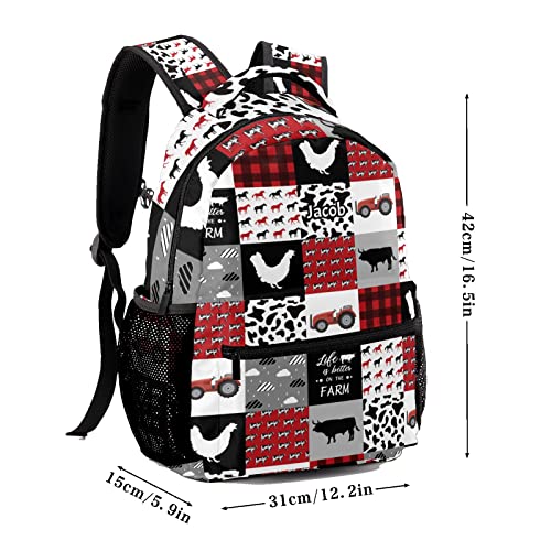 Farm Animals Cars Personalized Kids School Backpack Custom for Boys Girls Primary Daypack School Bookbag Travel Bag 7