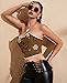 Alivila.Y Fashion Womens Lace Up Back Boned Bustier Butterfly Print Corset Tube Crop Top A22047-Brown-XXL
