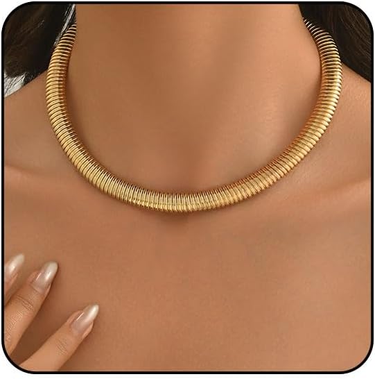Chunky Gold Choker Necklaces for Women Thick Gold Statement Necklace for Women Chunky Silver Necklace Non Tarnish Silver Collar Necklace Fashion Trendy Jewelry