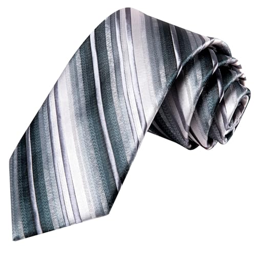 Image of Dubulle Mens Paisley Floral Silk Tie for Men Striped Necktie and Pocket Square Cufflinks Set Wedding Business