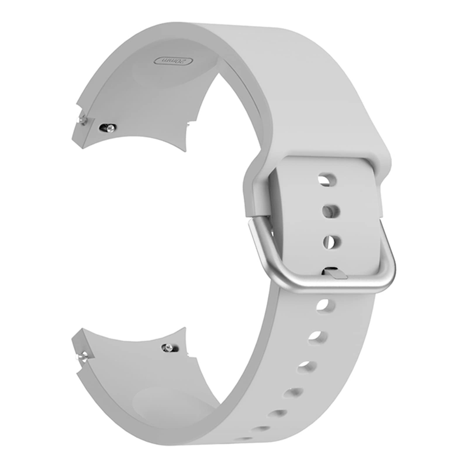Bracelet silicone 20 mm sans espace compatible avec Samsung Galaxy Watch 4 44mm 40mm gris