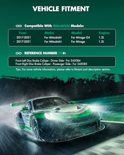 Image of SCITOO 345084 345085 Front Left & Right Disc Brake Calipers Assembly Without Bracket For Mitsubishi For Mirage 2017-2021,For Mitsubishi For Mirage G4 2017-2021
