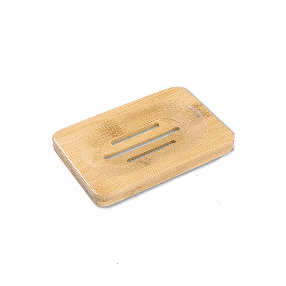 1/2 Packs Wooden Bamboo Soap Dish Storage Holder, Rectangle/Square/Round Wooden Bamboo Handmade Craft Soap Dish for Soap,Sponge Storage and More