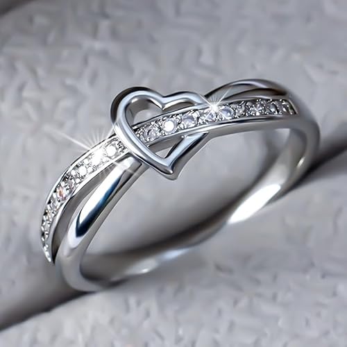 Anillos de corazón de circonita brillante simples para mujer, anillos de compromiso de boda, exquisitos anillos de joyería