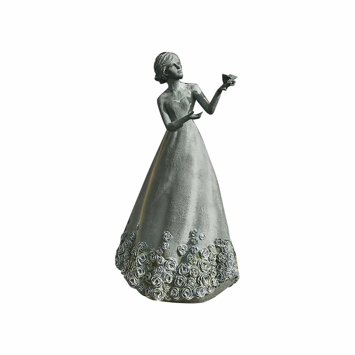 Loberon Deko-Figur Yasminah - Beeindruckende Größe - Romantische Details - Gartendekoration - Gartenfigur - Outdoor - Polyresin, antikgrau