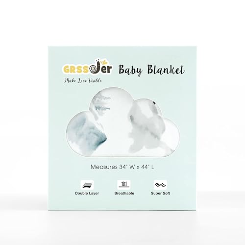 Miniatura 6 de GRSSDER Mantas para bebé súper suaves de punto jersey manta envolvente para bebés niñas y niños, mantas de recepción de doble capa 34 x 44 pulgadas