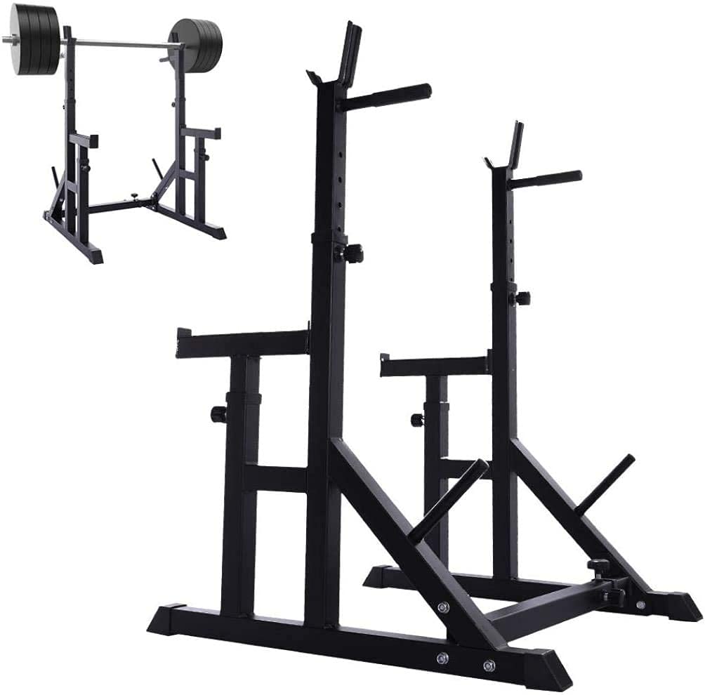OTQEFTN Home Dumbbell Bench Adjustable Squat Racks Stand,Home/Gym Multifunction Barbell Weightlifting Racks Stands,Heavy Duty Press Station Core Strength Training Dumbbell Racks