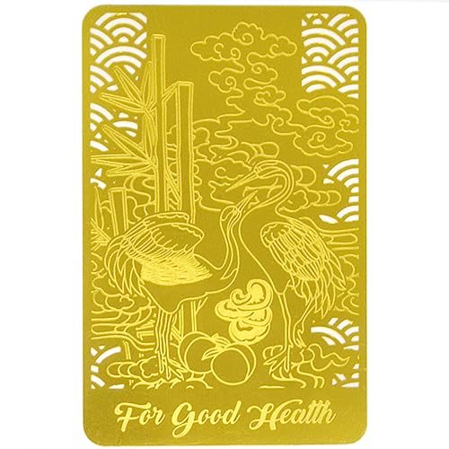 Juanxian Good Health Talisman Gold Card Feng shui Harmony &Balance Peace Amulet Chinese Wisdom Healthy Talisman Gift (Gold)