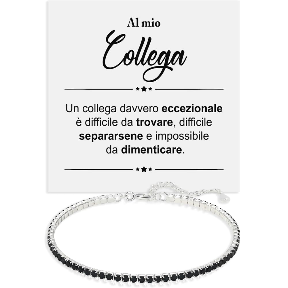 Bracciale Tennis Collega Argento Sterling 925 Compleanno Idee Regali per lui, Bracciale Uomo oro Idea Regalo Natale - Cofanetto con DEDICA incluso. (Bracciale Collega Uomo
