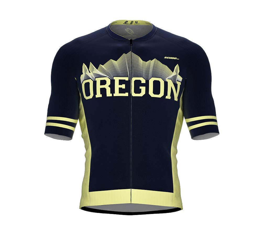 ScudoPro Pro-Elite Short Sleeve Cycling Jersey Oregon USA State Icon Landmark Symbol Identity for Men - Size 4XL Multi