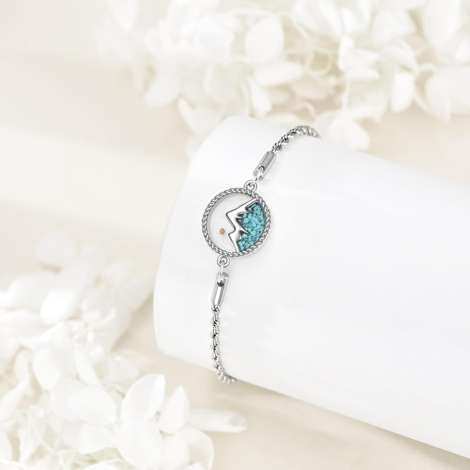 925 Sterling Silver Bracelet Mountain Cross Mustard Seed Star of David Compass Bracelet Jewelry Gifts for Women Men - Image 2