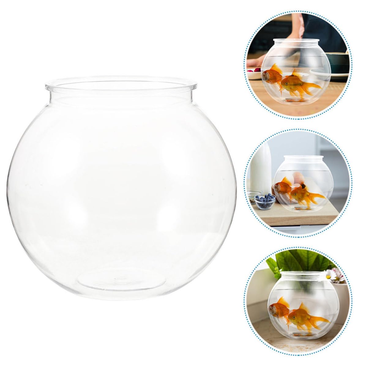 YARNOW Pecera Redonda de Plástico Transparente para Peces y Camarones, Diseño Compacto y Moderno, Fácil de Limpiar, Adecuado para Oficina y Centro Comercial