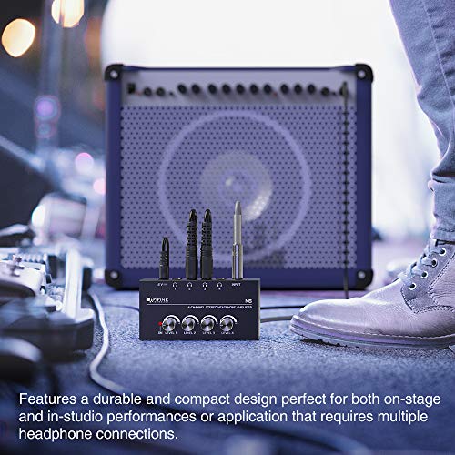 Fifine Headphone Amplifier 4 Channels Metal Stereo Audio Amplifier,Mini Earphone Splitter with Power Adapter-4x Quarter Inch Balanced TRS Headphones Output and TRS Audio Input for Sound Mixer-N6 - Thumbnail 7