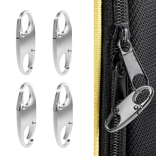 ジッパークリップ 盗難防止 ファスナー 引き手 ダブルオープニング バックパックジッパーロック ジッパープル交換 取り外し可能な 旅行 海外 検査 修理 防犯グッズ 交換用 (シルバー) シルバー -