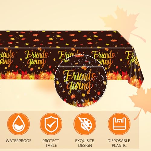 Image of 41 PCS Fall theme Thanksgiving Party Supplies Kit,Happy Friendsgiving Tableware Include Dessert Plates, Napkins,Tablecloth Autumn Harvest Disposable Dinnerware For Autumn Thanksgiving Party