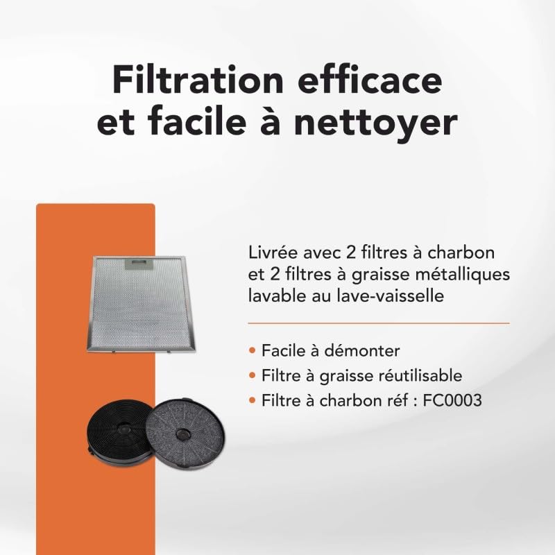 BELDEKO Hotte Murale 90 cm Inox 559 m3/h Évac/Recyclage - Marque Française