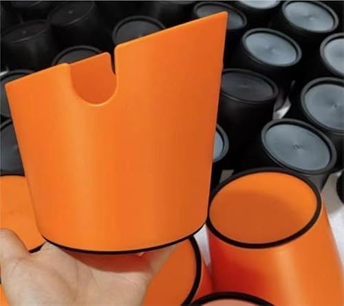 Abklopfbehälter für Siebträger Espresso Abklopfbehälter Kaffeesatz Abschlagbox Knock Box Stoßdämpfende Espresso Klopfbox Barista Stil mit Abnehmbarer Metall-Klopfstange und Rutschfester Basis Orange