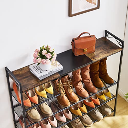 Hoctieon 5 Tier Metal Shoe Rack, Shoe Rack For Shoe Rack For Closet,Shoe Storage,Free Standing Shoe Organizer,Wood Shoe Rack For Entryway, Hallway, Living Room #TOP6