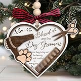 MAPDTWO Dog Groomer Ornament - Dog Groomer Gifts for Women - Dogs Groomers Christmas Ornaments - Gifts for Dogs Groomers, Pet Salon Gift Ideas - 2 Layered Wood Christmas Ornament 2025