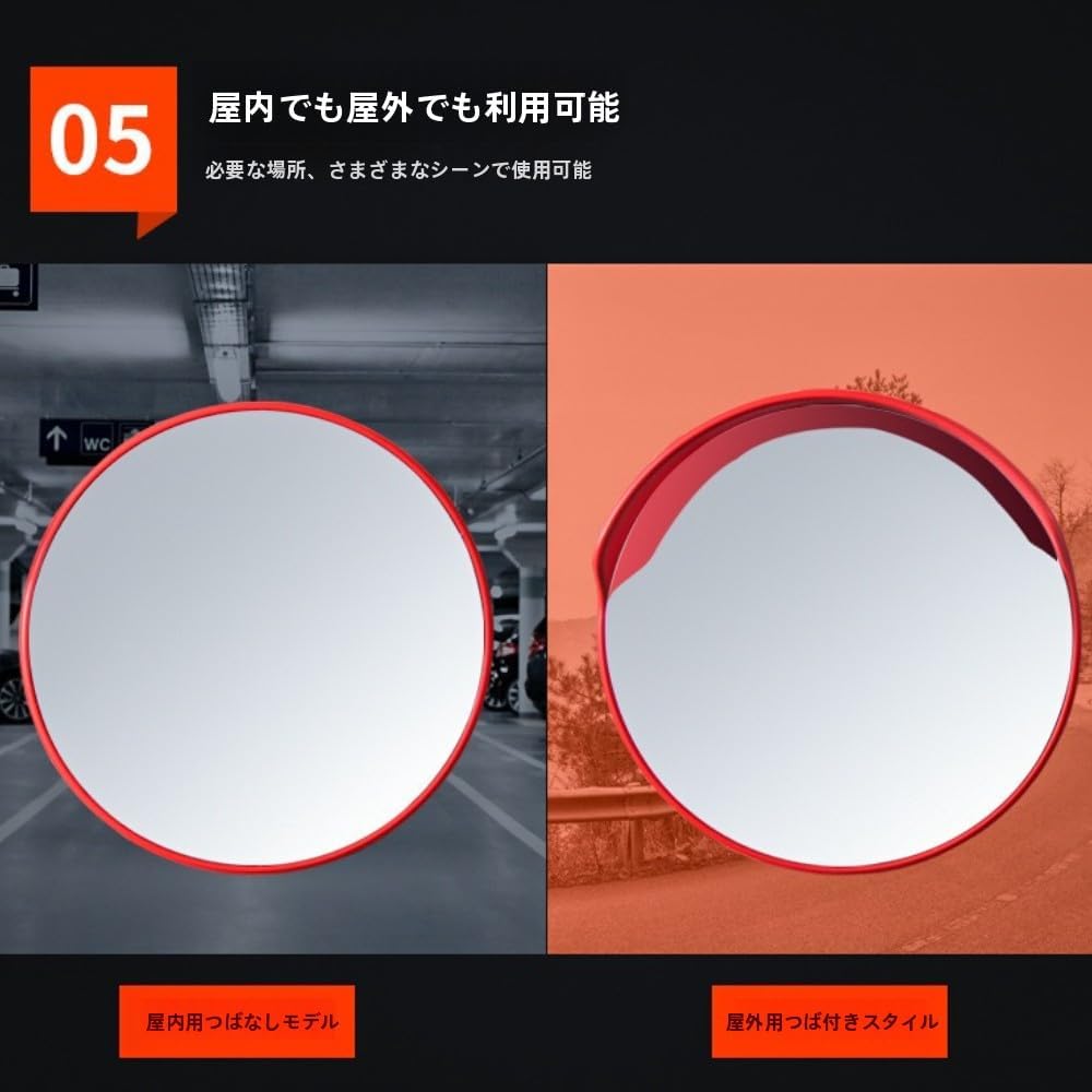 SJGEIDMカーブミラー ステンレス製カーブミラー アクリル丸型カーブミラー 直径45/60/75/80 /100 cm ガレージ