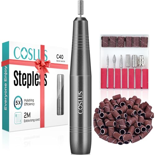 COSLUS Electric Nail Drill File Professional: for Acrylic Gel Dip Powder Nails Portable Nail Drill...