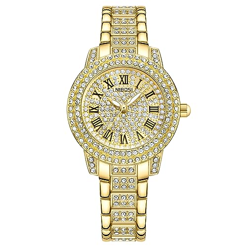 NIBOSI-Women-Wrist-Watches-Analog-Rose-Gold-Dial-Womens-Watch-for-GirlsMissLadies-Diamond-Studded-with-Stylish-Girlfriend-Watches