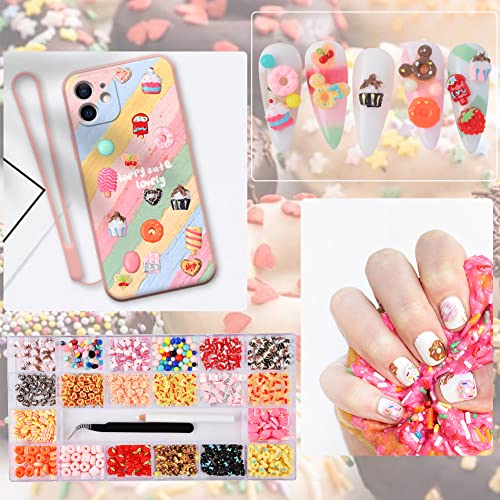 Dshijie Professional Nail Crystal Kit-400Pcs Candy Resin Nail Art Set Nail Gems Iridescent Multi-Lovely Shapes Resin Sugar Sweet Candy Ice ,Wax Pen For Rhinestones With Acrylic Beads Storage Container And Tweezer #TOP2