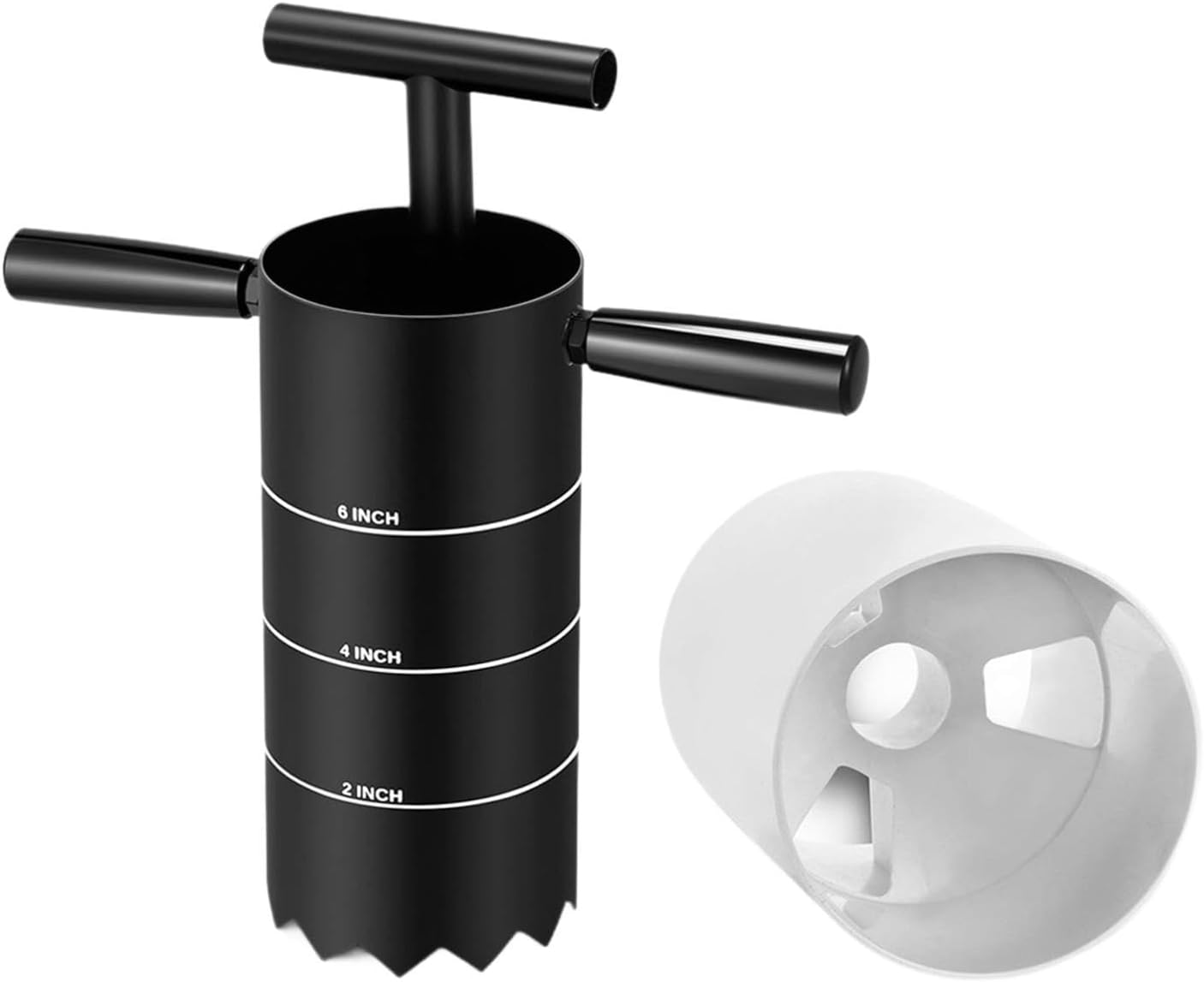 Portable Cutter Holes Digger Cup Detachable Handle for Backyard, 6 inch Three Hole