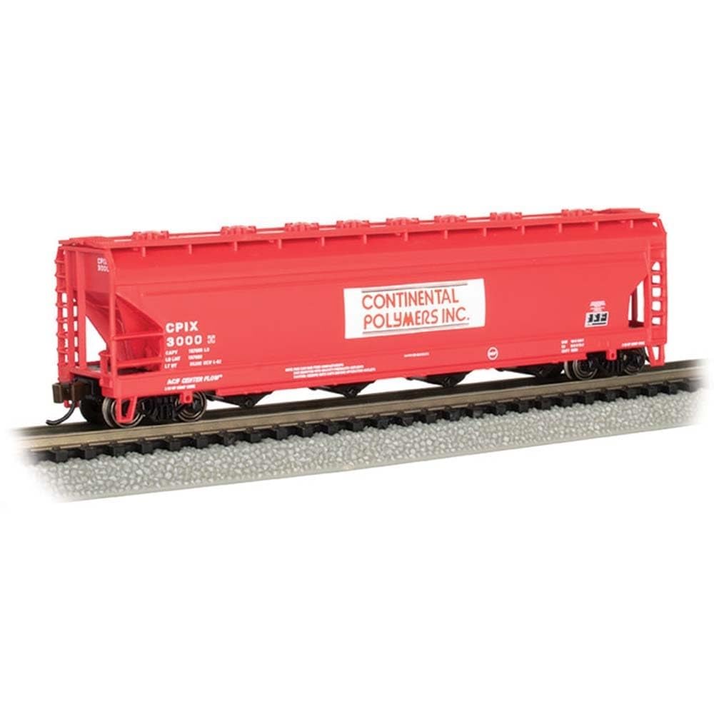 Bachmann Trains - ACF 56' 4-Bay Center-Flow Hopper - Continental POLYMERS #3000 - N Scale