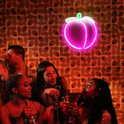 Image of Peach LED Neon Light Sign Handmade Lamp for Wall Room Party Home Bar Art Christmas Bedroom Table Wedding Party Desktop Decoration Teen Kids Birthday Holiday Gift USB Powered(Pink)