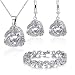 Produktbild Crystalline Azuria Hochzeit Schmuck-Set mit Weiß Zirkonia Kristalle Halskette Anhänger 45 cm Ohrhänger Armband 18 kt Weiß Vergoldet