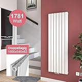 ⭐ Design Heizkörper Flach: Paneelheizkörper Einlagig vertikal ausgeführt, Farbe: Weiß; Mittelanschluss geeignet für alle Standard G1/2