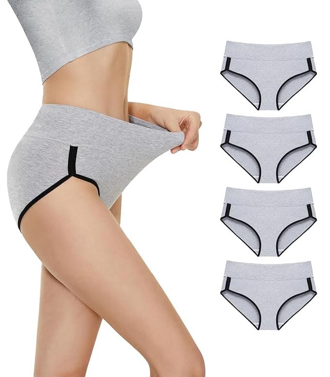 Image of DIVING DEEP Womens Breathable 100% Hipser Regular & Plus Size Underwear | Cotton Brief | High Waist Full Coverage Tummy Controller | High Rise Underpants Womens Panties - (Pack of 4)